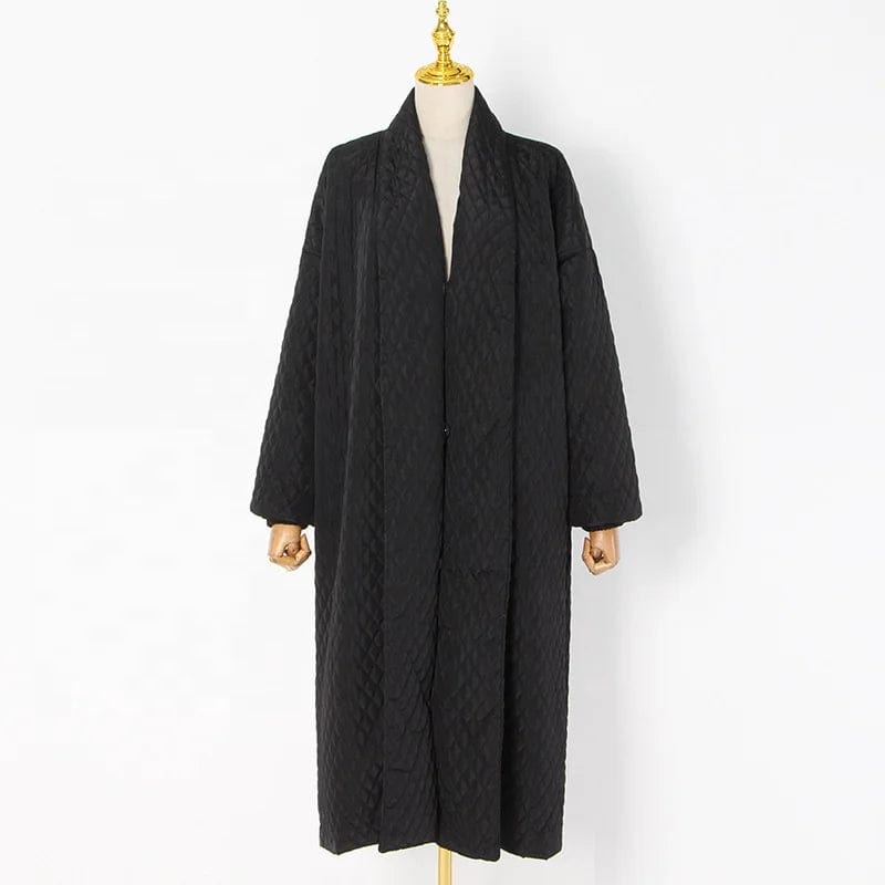 FREE / Black OUDINA 2024 New Arrival Fashion Long Winter Jackets Solid Color Loose Casual Buttoned Thick Cotton Women's Coats