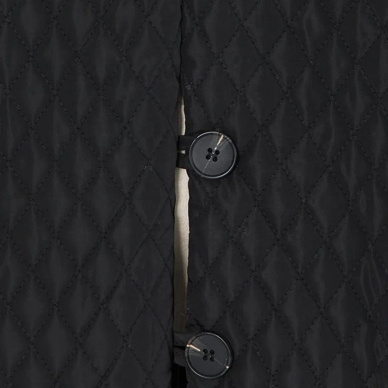 FREE / Black OUDINA 2024 New Arrival Fashion Long Winter Jackets Solid Color Loose Casual Buttoned Thick Cotton Women's Coats