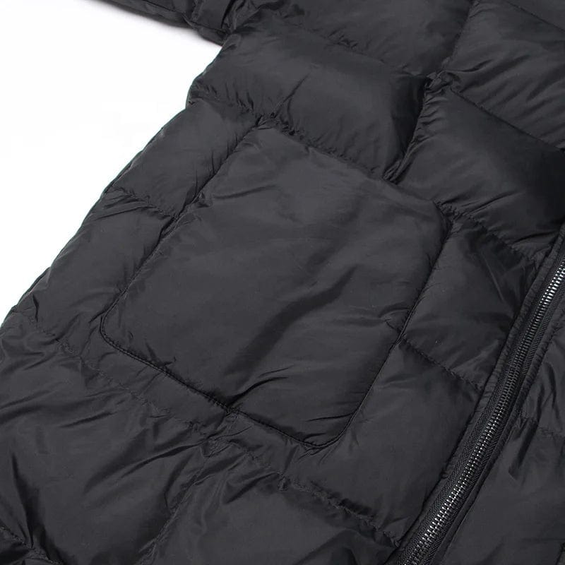 FREE / Black OUDINA 2024 New Fashion Thick Winter Coat Solid Color Zipper Hooded Large Pocket Cotton Women's Down Coats Long