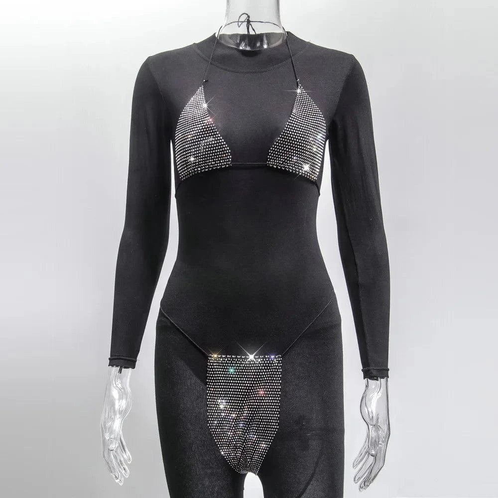 Free / Black Plaid flashing diamond bikini suit sexy lingerie suit sexy hot girl bikini beachwear feminine two-piece bra and panty suit