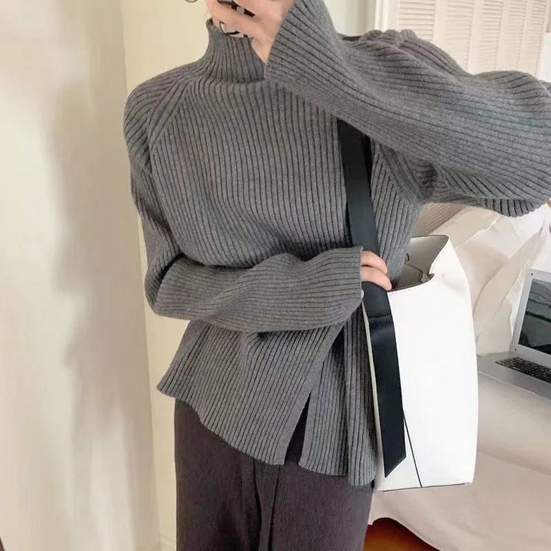 Free / Gray 2024 Spring new arrival Ladies turtleneck long sleeve comfortable cable knit women sweater jumper