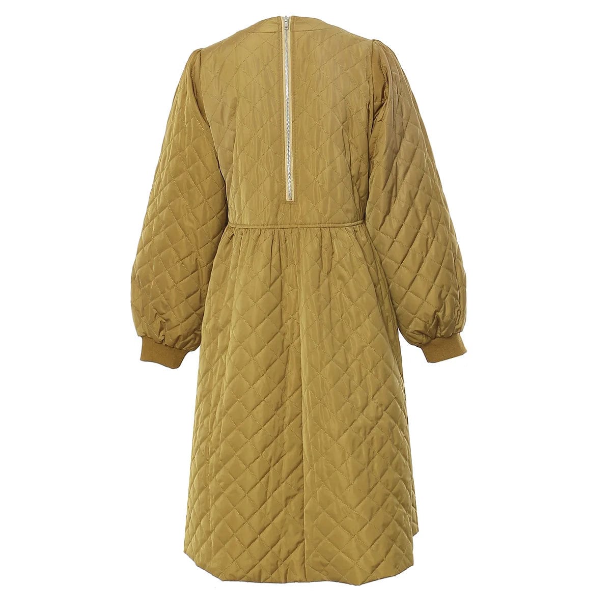 Free / Green OUDINA 2024 New Clothes Spring Round Neck Padded High Waist Loose Cotton Dress Plus Size Long Women's Dresses