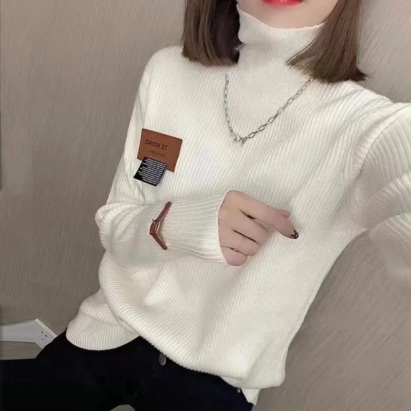 Free / Ivory 2024 Spring new arrival Ladies turtleneck long sleeve loose comfortable label women sweater jumper