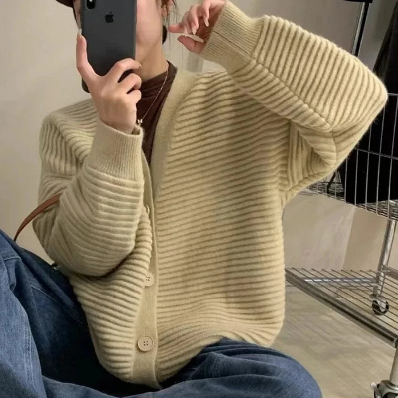 Free / Khaki 2024 Spring Fashionable Spring new arrival long sleeve long cardigan women casual sweater coat