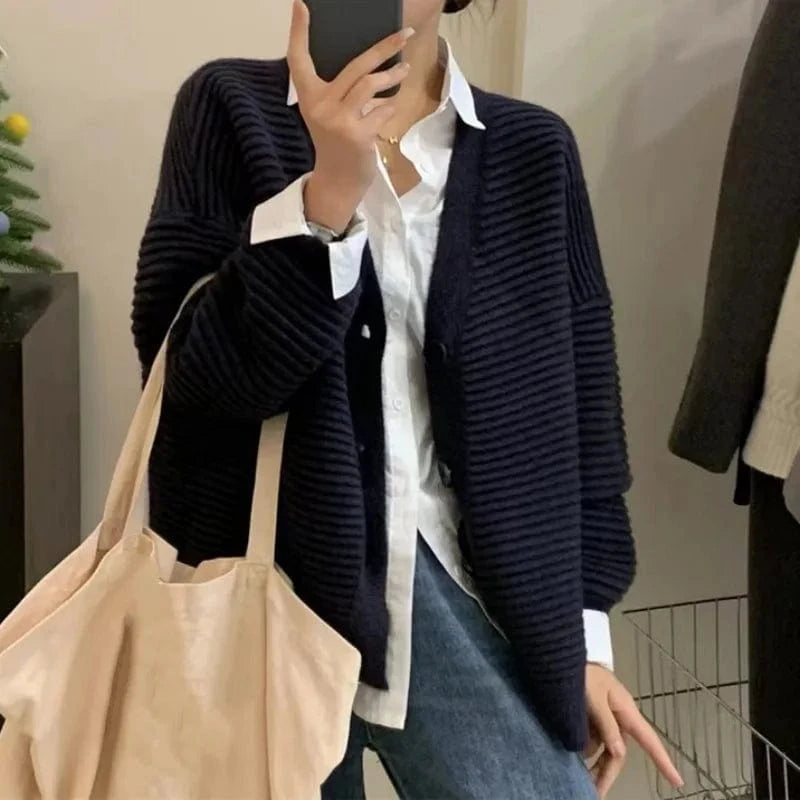 Free / NAVY 2024 Spring Fashionable Spring new arrival long sleeve long cardigan women casual sweater coat