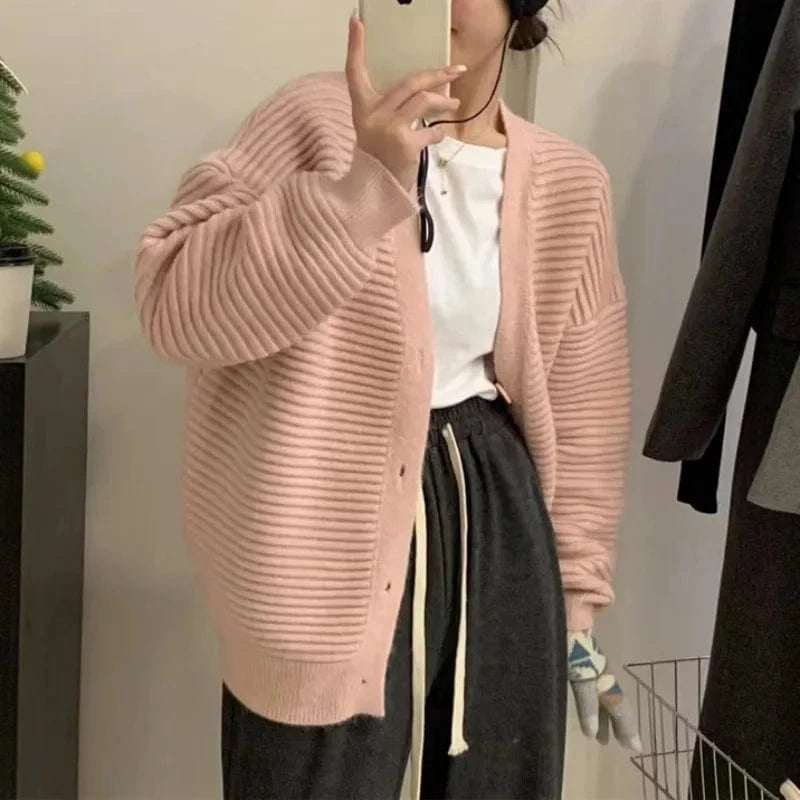 Free / Pink 2024 Spring Fashionable Spring new arrival long sleeve long cardigan women casual sweater coat