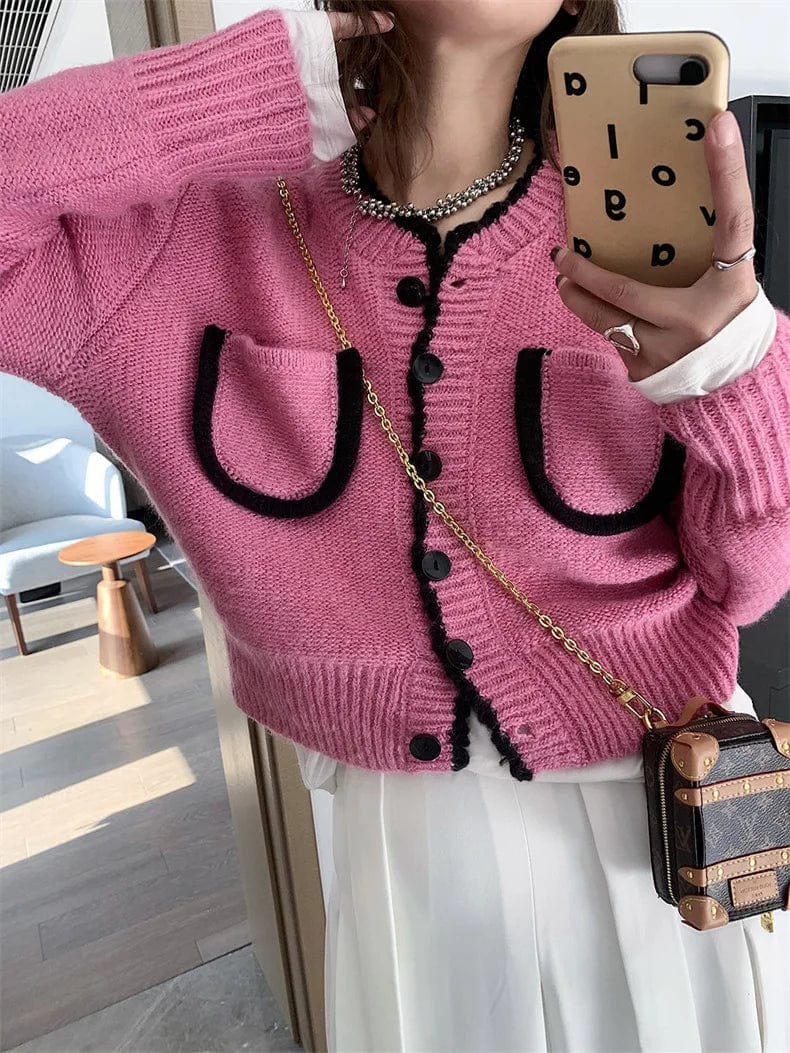 Free / Pink 2024 Spring new arrival long sleeve cardigan single breast fashionable women sweater coat