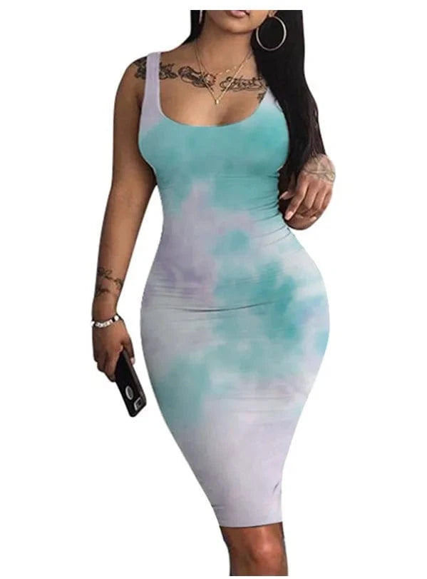 Free Sample 40+ Style Sleeveless Bodycon Tank Long Dress Women 2024 Stretch Party Night Club Streetwear Casual Ladies Dresses