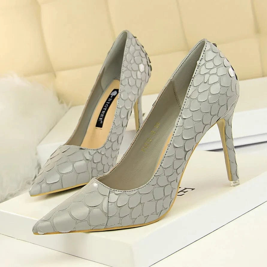 Free Shipping High-End Unique Fish Scale Design Stiletto Heeled Sandals for Ladies