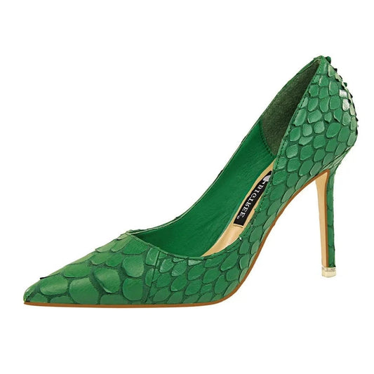 Free Shipping High-End Unique Fish Scale Design Stiletto Heeled Sandals for Ladies