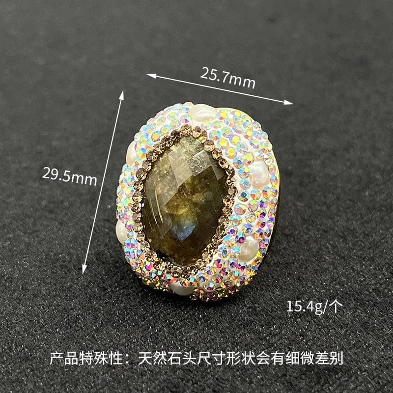 French hawaiian baroque natural stone pink topaz turquoise evil eye pearl rings jewelry women