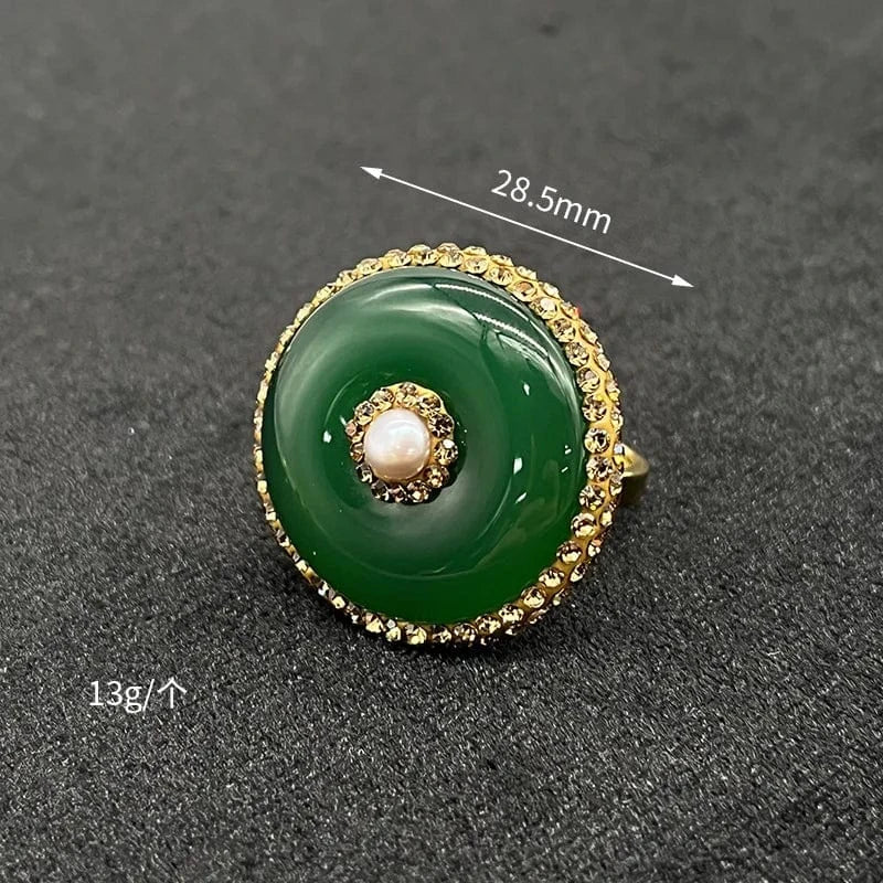 French hawaiian baroque natural stone pink topaz turquoise evil eye pearl rings jewelry women