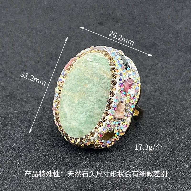 French hawaiian baroque natural stone pink topaz turquoise evil eye pearl rings jewelry women