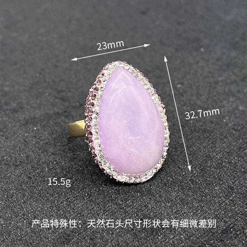 French hawaiian baroque natural stone pink topaz turquoise evil eye pearl rings jewelry women