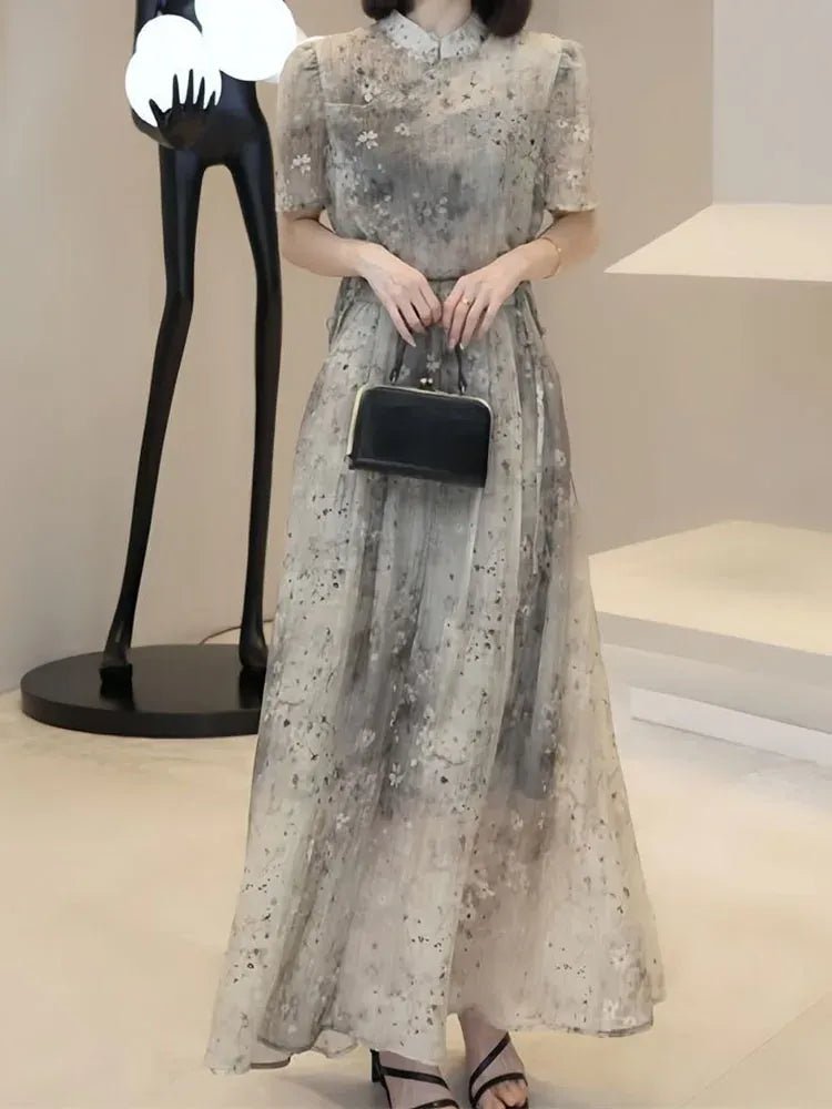 French national style printed skirt women's spring and summer new high - quality fashion design sense niche temperament two - piece - SN Wigs & More