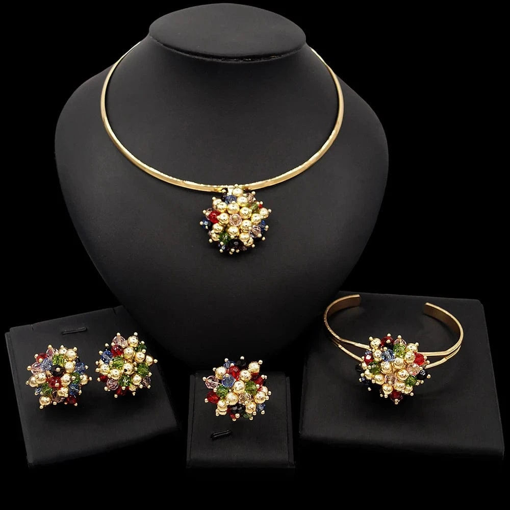French Romantic Necklace Sets / Adjustable / Gold Zhuerrui French Romantic Necklace Sets Dubai Crystal Wedding Jewelry Set Nigerian Women Love Simple Jewelry Sets HM20060920