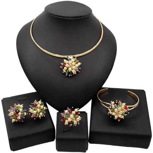 French Romantic Necklace Sets / Adjustable / Gold Zhuerrui French Romantic Necklace Sets Dubai Crystal Wedding Jewelry Set Nigerian Women Love Simple Jewelry Sets HM20060920