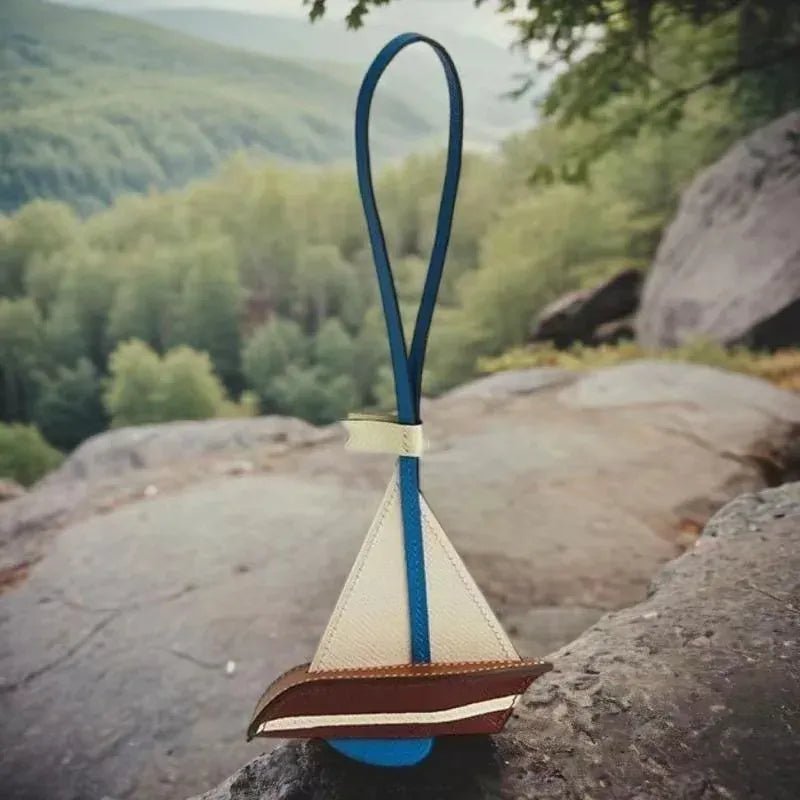 Fresh and elegant handmade calfskin sailboat key bag pendant Navy style natural and unique highlight personality car pendant - SN Wigs & More