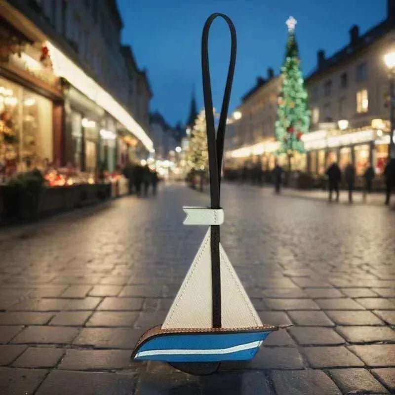 Fresh and elegant handmade calfskin sailboat key bag pendant Navy style natural and unique highlight personality car pendant - SN Wigs & More