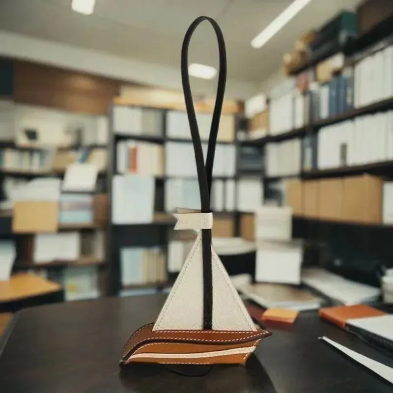 Fresh and elegant handmade calfskin sailboat key bag pendant Navy style natural and unique highlight personality car pendant - SN Wigs & More