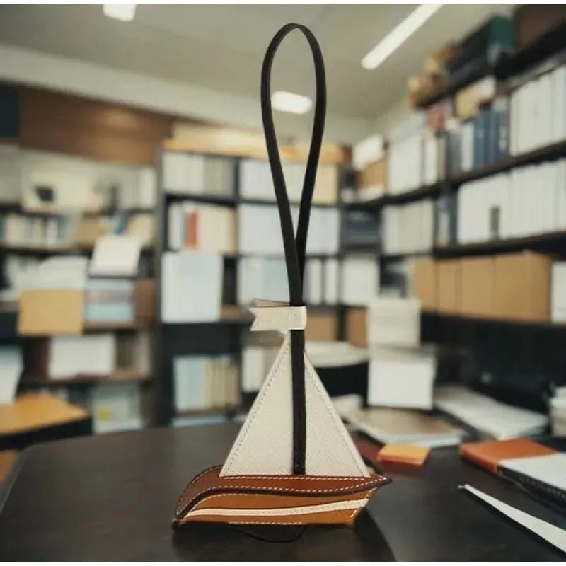 Fresh and elegant handmade calfskin sailboat key bag pendant Navy style natural and unique highlight personality car pendant - SN Wigs & More