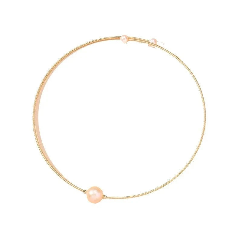 Freshwater pearl choker collar Gold pearl necklace simple temperament delicate choker female  natural pearl jewelry