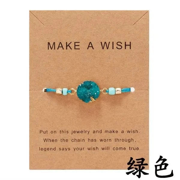 Friendship Women Make A Wish Crystal Natural Stone Quartz  Bracelet Stars Moon Gold Alloy Adjustable Paper Card  Bracelet
