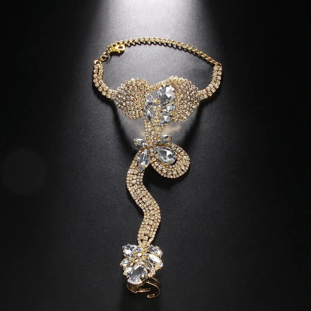 fsahion / Gold Gothic Exaggerated Snake Bracelet Luxury Rhinestone Bracelet for Women Wholesale Fashion Party Jewelry
