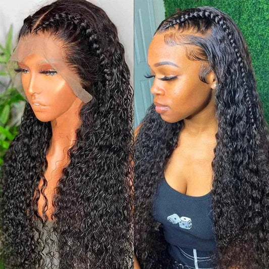 Full Cuticle Aligned Pre Plucked Curly Wave Bleached Knots Burmese Human Hair Invisible Transparent HD Lace Front Wigs