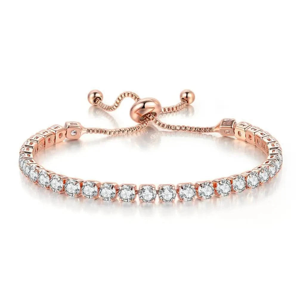 Full Diamond Adjustable Bracelet Popular 4mm Round Zircon Single Row Crystal Bracelet Wholesale for Women