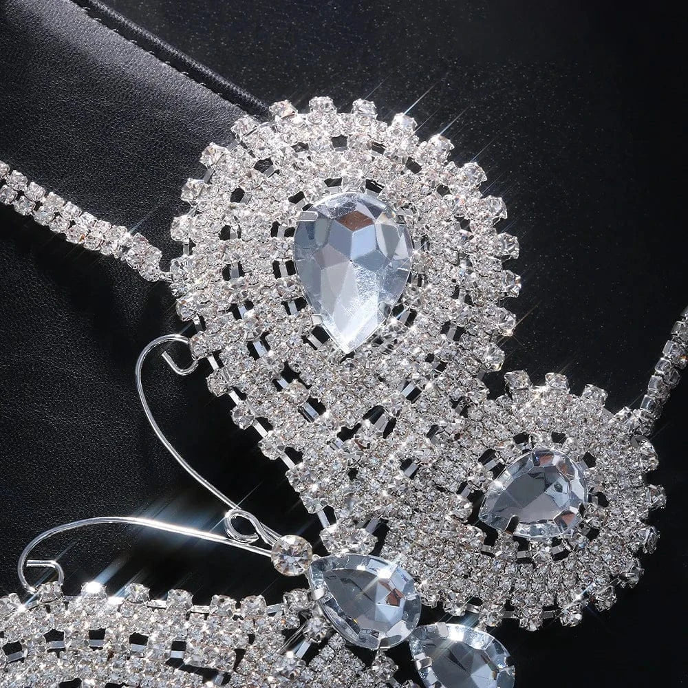 Full Diamond Butterfly Chest Chain Sexy Body Chain Crystal Big Butterfly Body Jewelry for Women