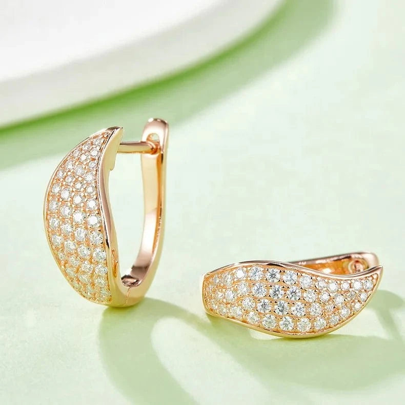 Fully paved vvs moissanite huggie earrings women 925 silver white/rose/yellow gold plated hip hop earrings moissanite jewelry