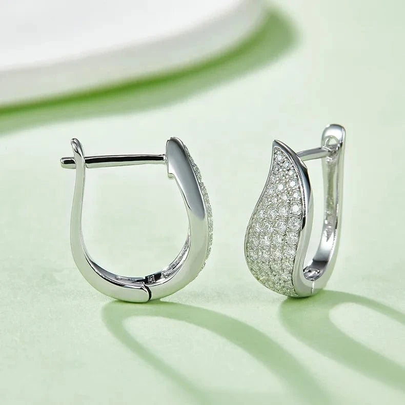 Fully paved vvs moissanite huggie earrings women 925 silver white/rose/yellow gold plated hip hop earrings moissanite jewelry