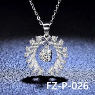 FZ-P-026 925 Sterling Silver Pendant 6.5mm 5mm White Round Moissanite DIamond Fashion Jewelry Pendants Charms