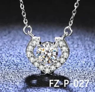 FZ-P-027 925 Sterling Silver Pendant 6.5mm 5mm White Round Moissanite DIamond Fashion Jewelry Pendants Charms