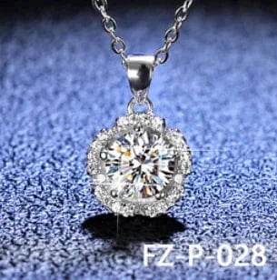 FZ-P-028 925 Sterling Silver Pendant 6.5mm 5mm White Round Moissanite DIamond Fashion Jewelry Pendants Charms
