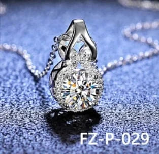 FZ-P-029 925 Sterling Silver Pendant 6.5mm 5mm White Round Moissanite DIamond Fashion Jewelry Pendants Charms