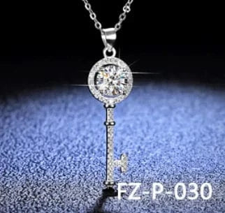 FZ-P-030 925 Sterling Silver Pendant 6.5mm 5mm White Round Moissanite DIamond Fashion Jewelry Pendants Charms