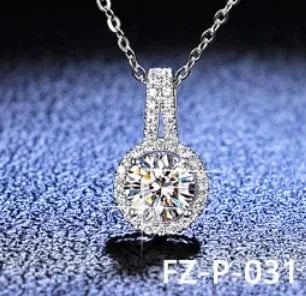 FZ-P-031 925 Sterling Silver Pendant 6.5mm 5mm White Round Moissanite DIamond Fashion Jewelry Pendants Charms