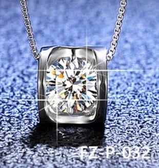 FZ-P-032 925 Sterling Silver Pendant 6.5mm 5mm White Round Moissanite DIamond Fashion Jewelry Pendants Charms