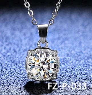 FZ-P-033 925 Sterling Silver Pendant 6.5mm 5mm White Round Moissanite DIamond Fashion Jewelry Pendants Charms