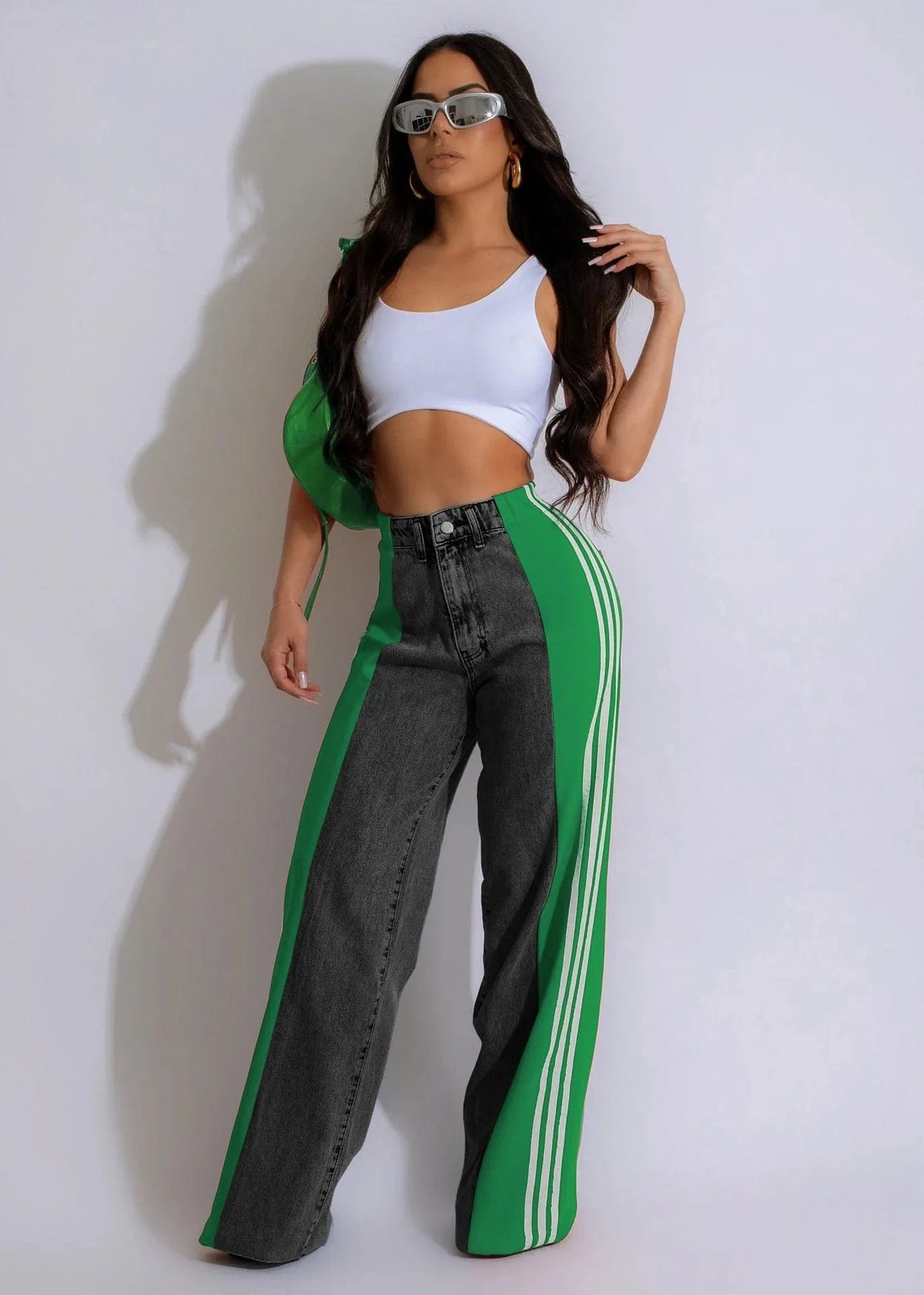 G0668-3 / S Wide Leg Jeans Cargo Pants Sexy Women High Waist Elegant Streetwear Denim Casual Straight Trousers