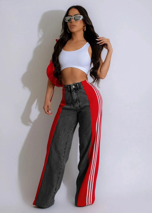 G0668-4 / S Wide Leg Jeans Cargo Pants Sexy Women High Waist Elegant Streetwear Denim Casual Straight Trousers