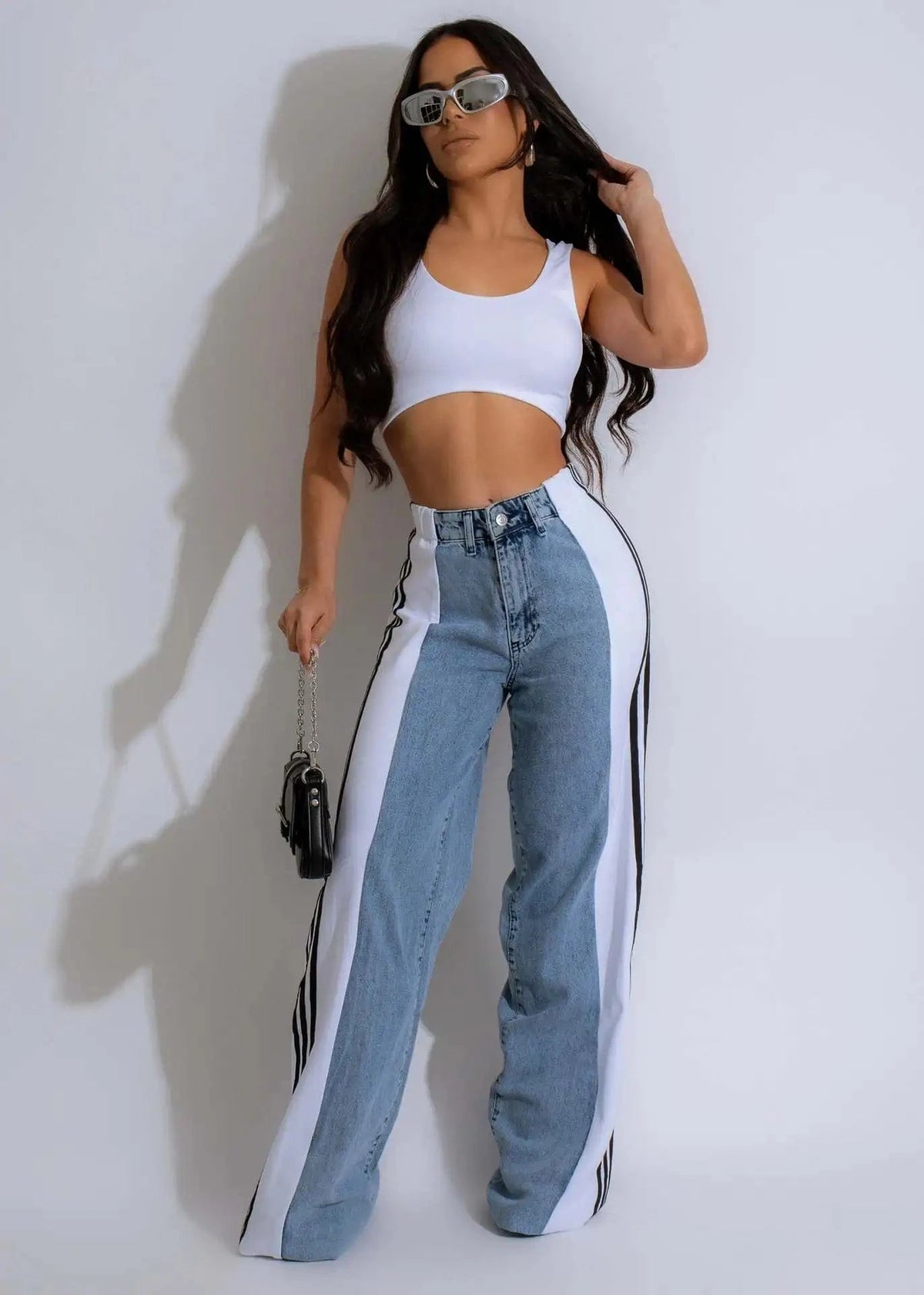 G0668-6 / XL Wide Leg Jeans Cargo Pants Sexy Women High Waist Elegant Streetwear Denim Casual Straight Trousers