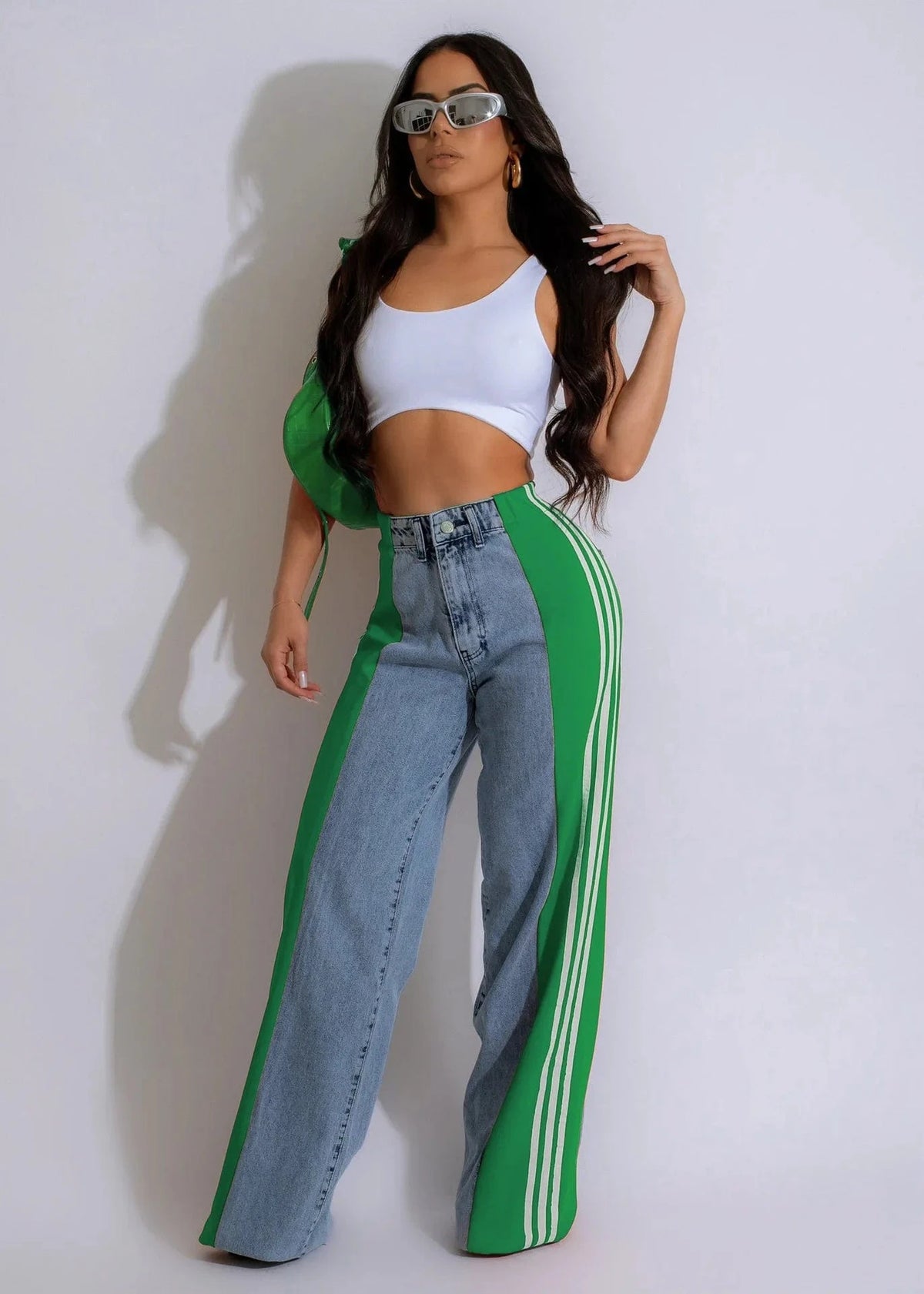 G0668-7 / XXL Wide Leg Jeans Cargo Pants Sexy Women High Waist Elegant Streetwear Denim Casual Straight Trousers