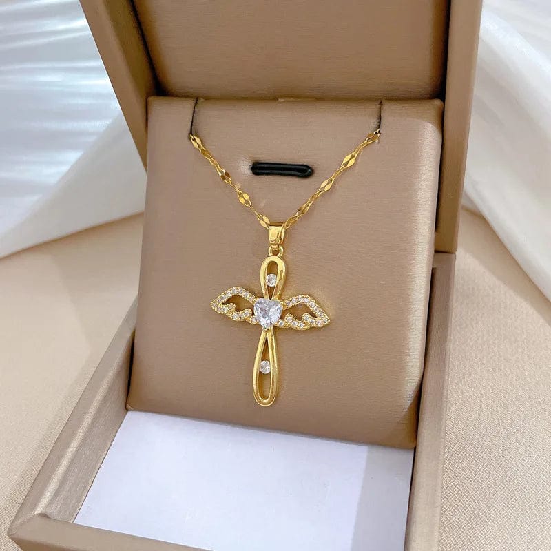 G333 New Temperamental Dainty Cross Necklace Versatile Titanium Steel Necklace Trendy Women'S Jewelry Necklace