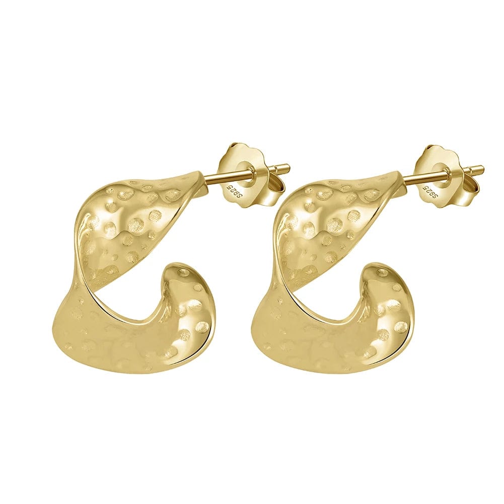 GAE07 RINNTIN Silver Fashion Designer Chunky Earrings 14K Gold Plated Irregular Hammer Hoop Earrings Women Jewelry
