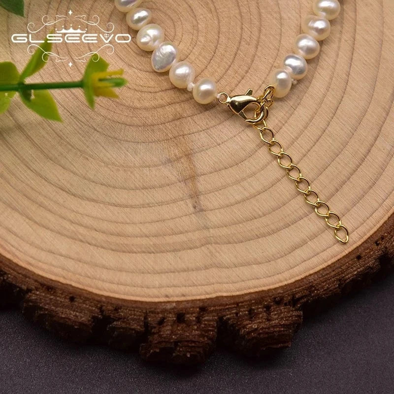 GB0953 Natural Freshwater White Pearl Bracelet For Woman Birthday Natural Shell Flower Purple Crystal Handmade Jewelry