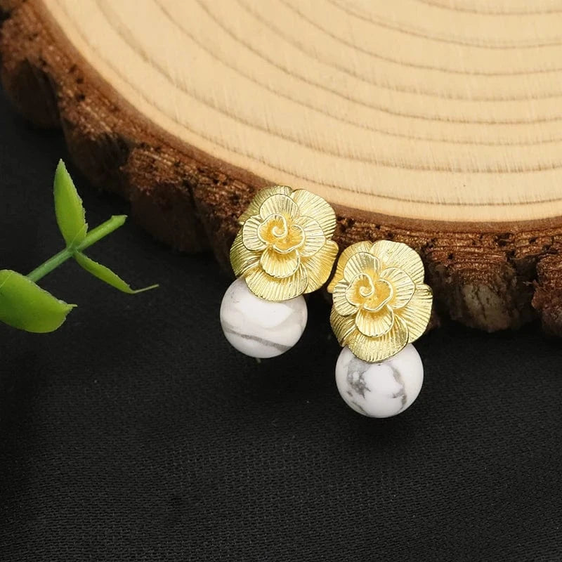 GE0336D 2024 New 925 Sterling Silver Stud Earrings Natural Pink Round Crystal Drop Earrings For Women