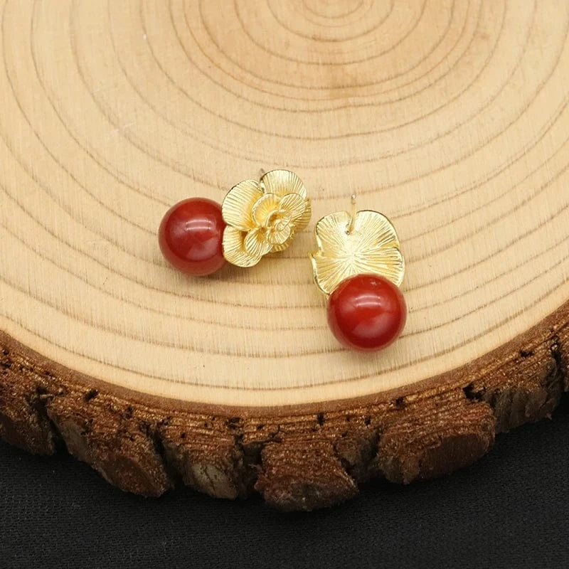 GE0336F 2024 New 925 Sterling Silver Stud Earrings Natural Pink Round Crystal Drop Earrings For Women